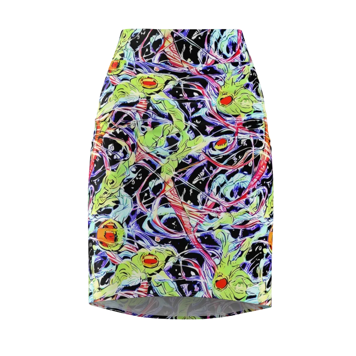 Electric Frog Rush on Pencil Skirt — Front