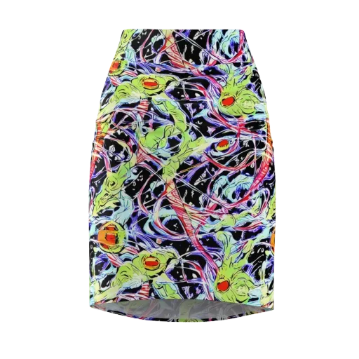 Electric Frog Rush on a Pencil Skirt