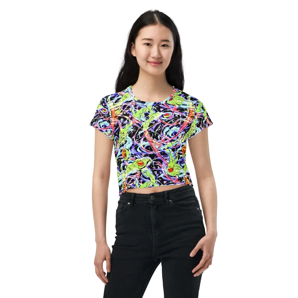 Electric Frog Rush on Crop Tee — Front