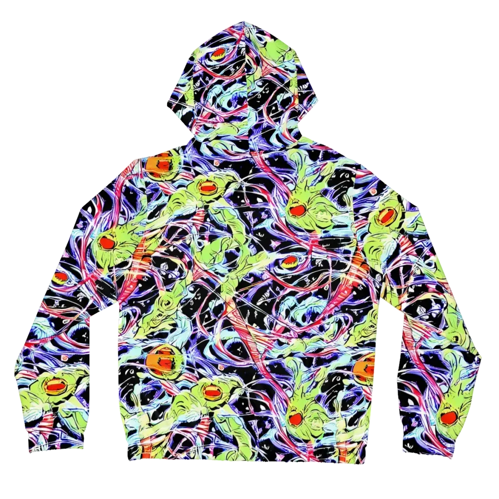 Electric Frog Rush on Women's Full-Zip Hoodie — Back
