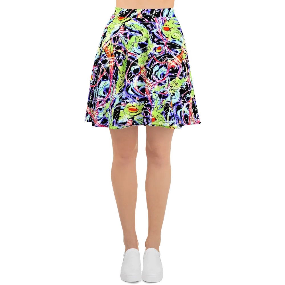 Electric Frog Rush on Skater Skirt — Front