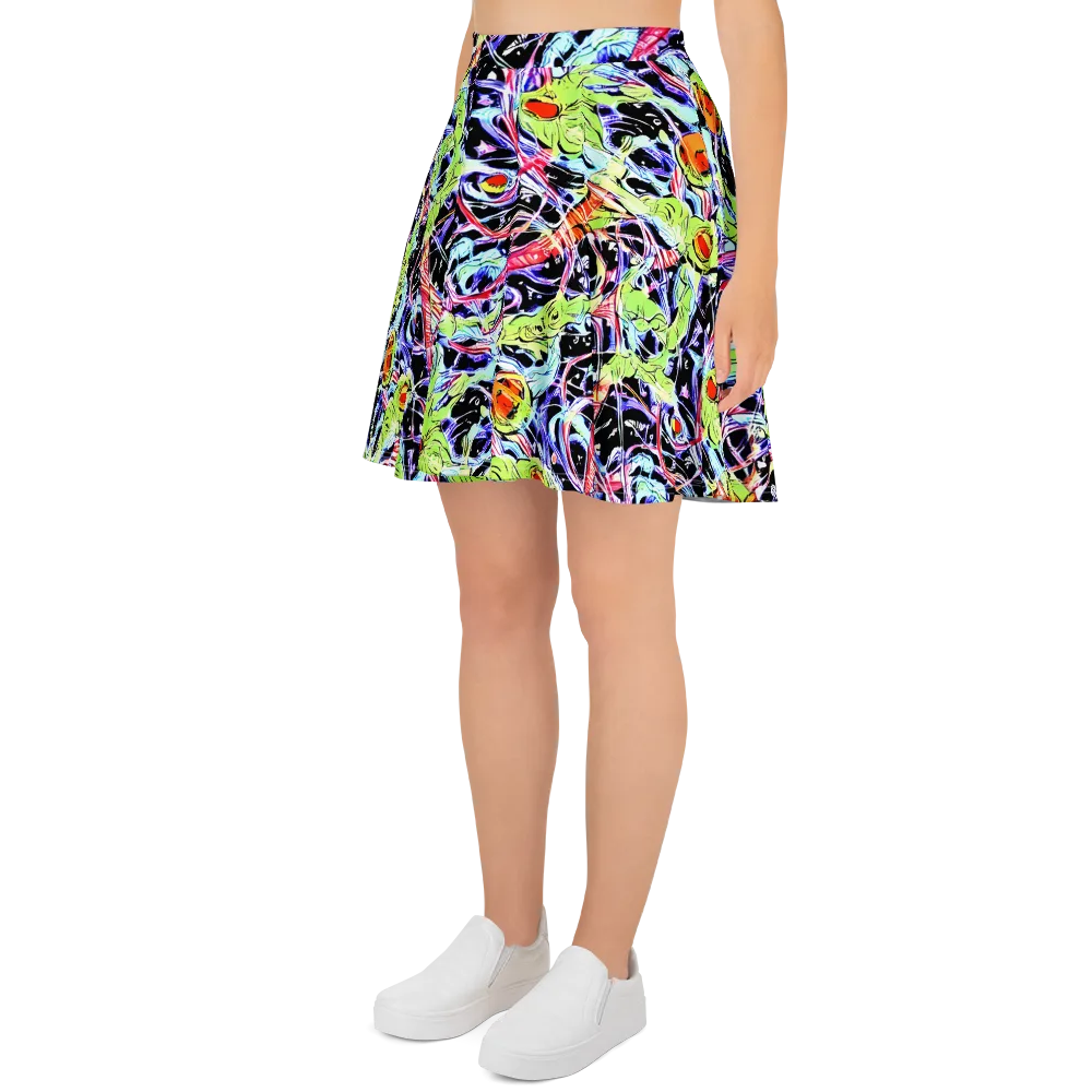 Electric Frog Rush on Skater Skirt — Left