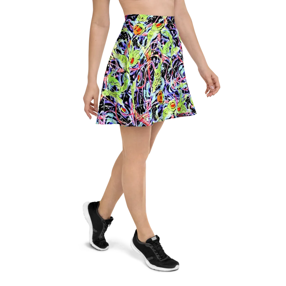 Electric Frog Rush on Skater Skirt — Right