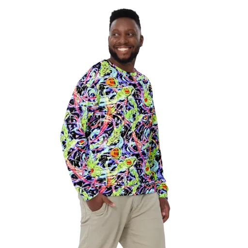 Electric Frog Rush on a Sweatshirt