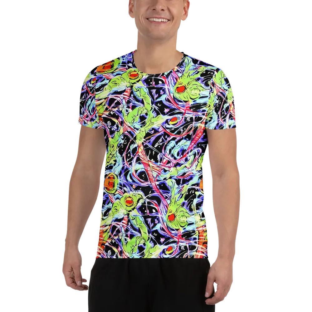 Electric Frog Rush on Men's Athletic T-Shirt — Front