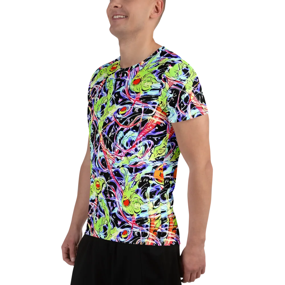 Electric Frog Rush on Men's Athletic T-Shirt — Left
