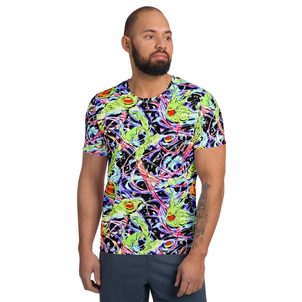 Electric Frog Rush on Men's Athletic T-Shirt — Front