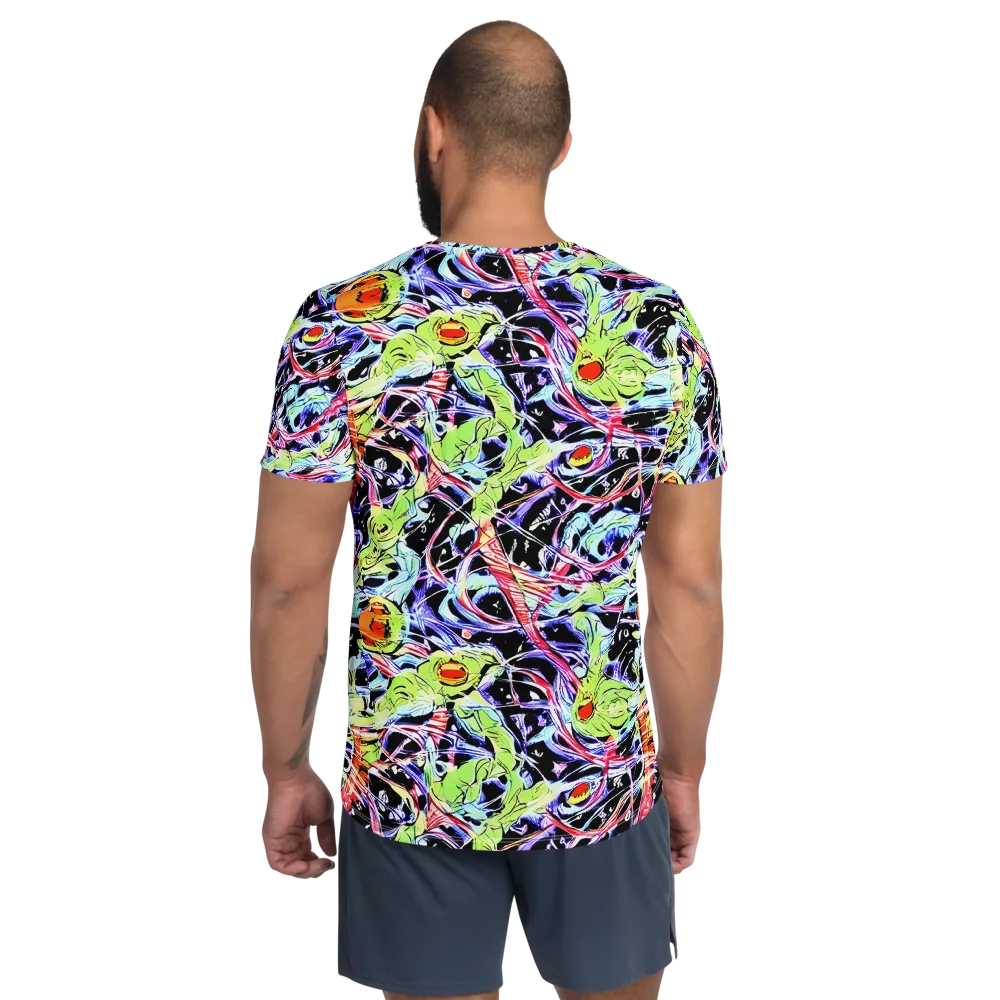 Electric Frog Rush on Men's Athletic T-Shirt — Back