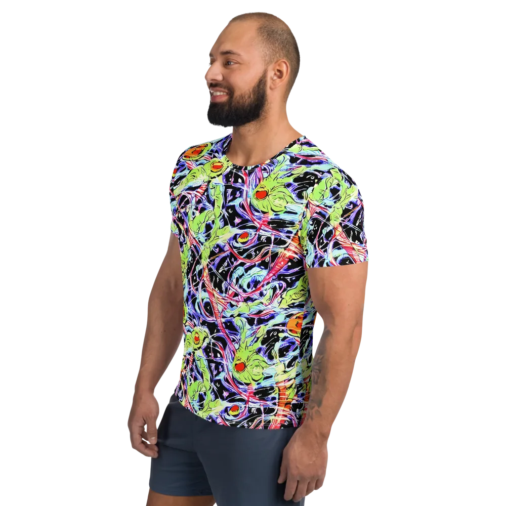Electric Frog Rush on Men's Athletic T-Shirt — Left