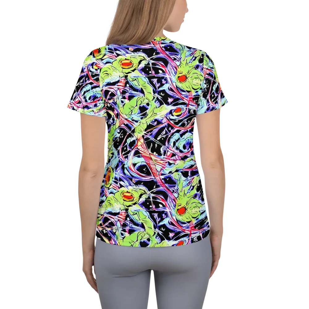 Electric Frog Rush on Women's Athletic T-Shirt — Back