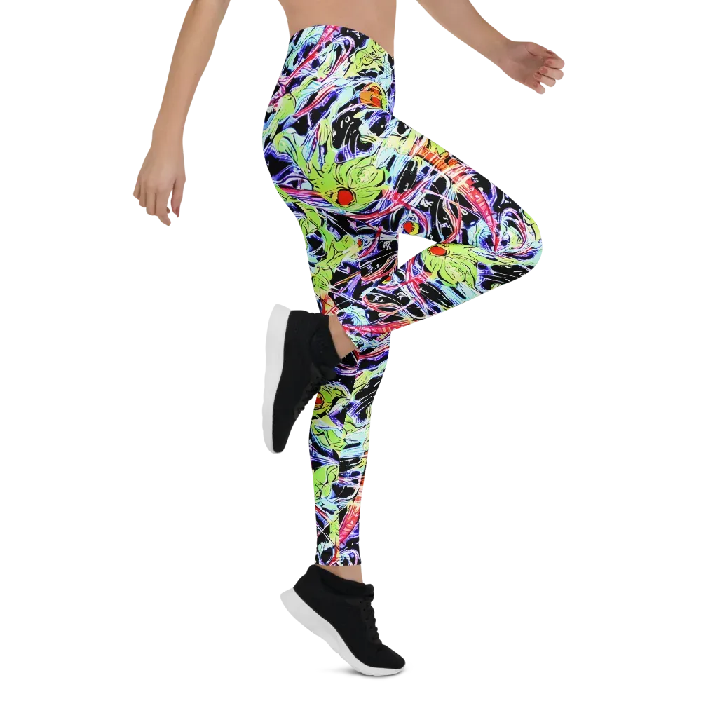 Electric Frog Rush on Leggings — Right