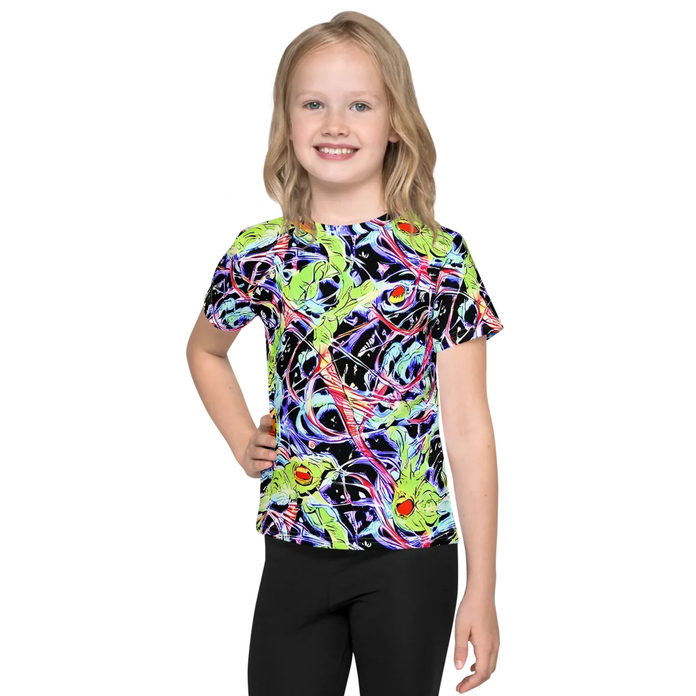 Electric Frog Rush on Kids Crew Neck T-Shirt — Front