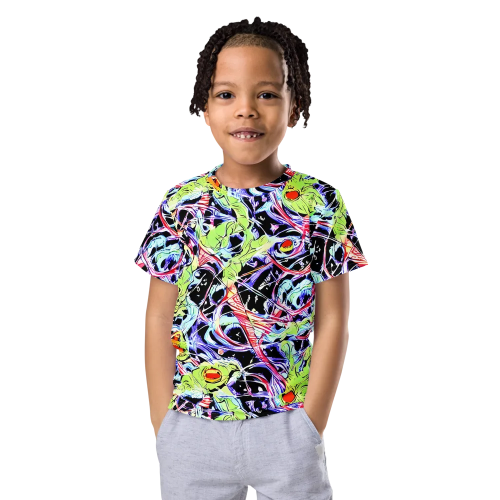 Electric Frog Rush on Kids Crew Neck T-Shirt — Front