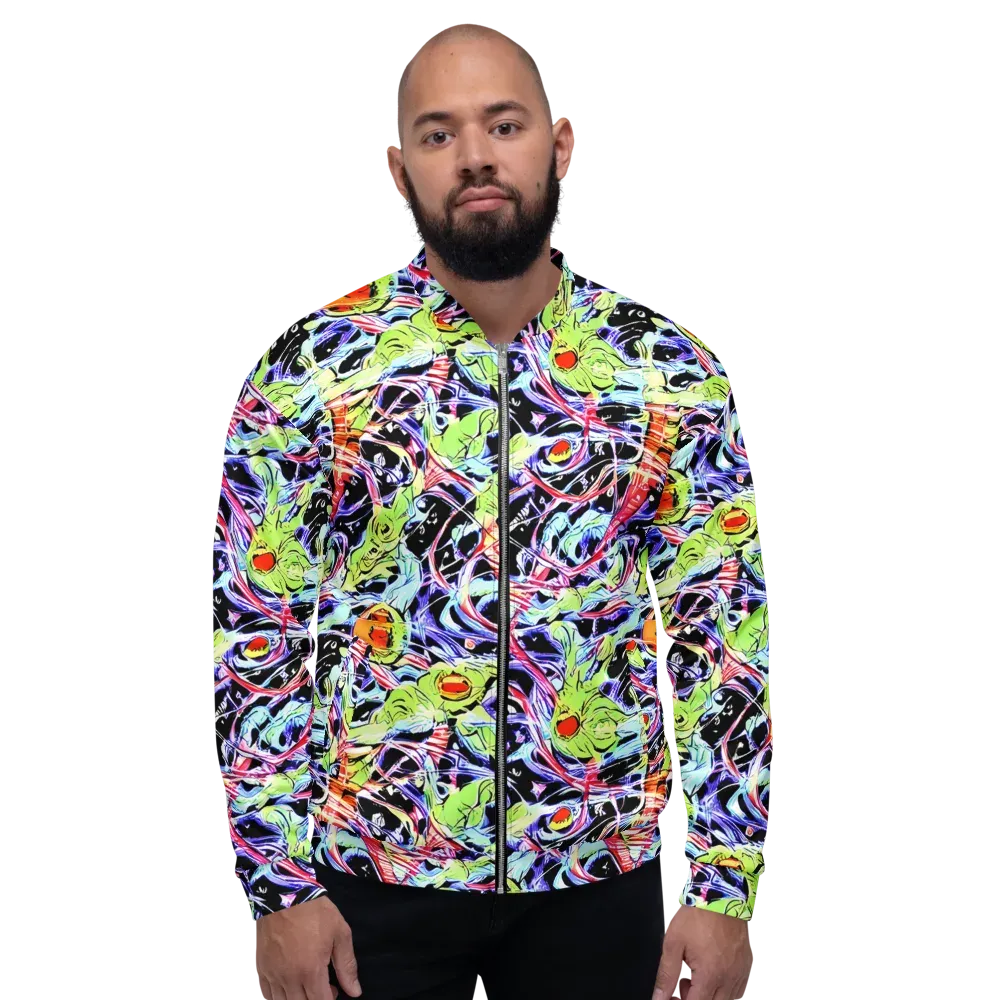 Electric Frog Rush on Bomber Jacket — Front