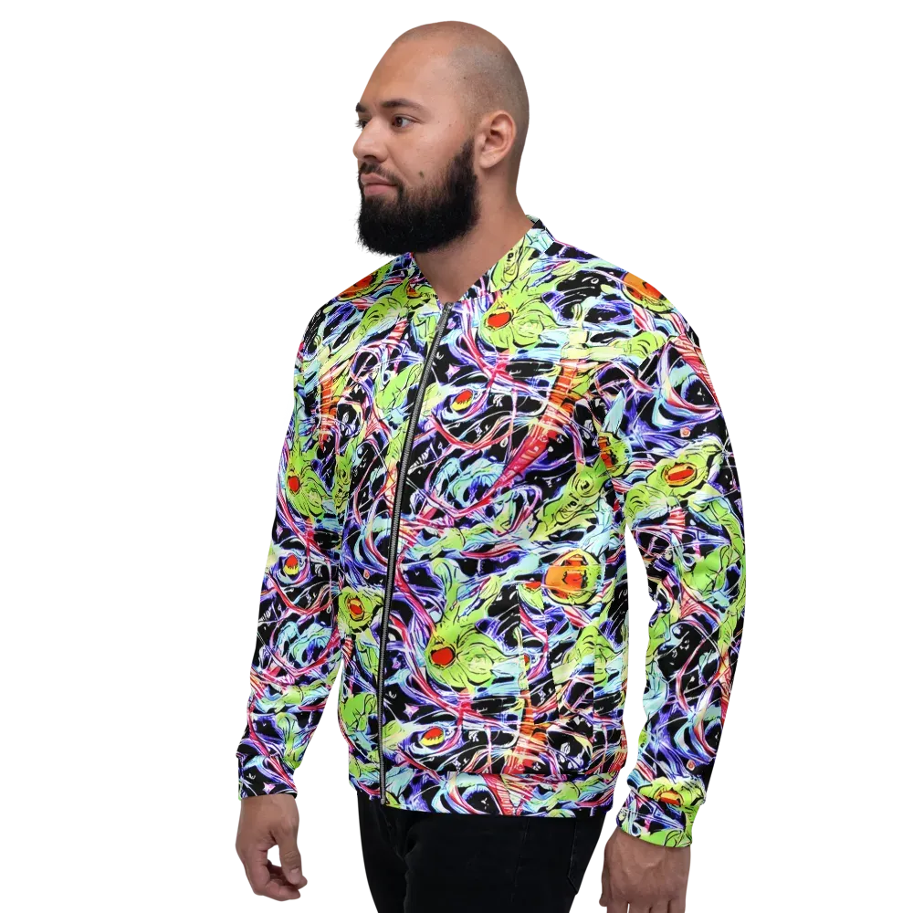 Electric Frog Rush on Bomber Jacket — Left