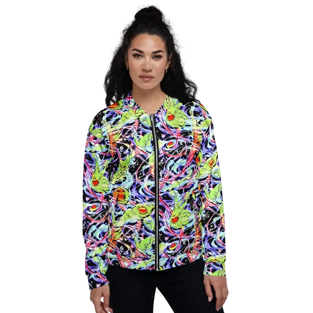 Electric Frog Rush on Bomber Jacket — Front