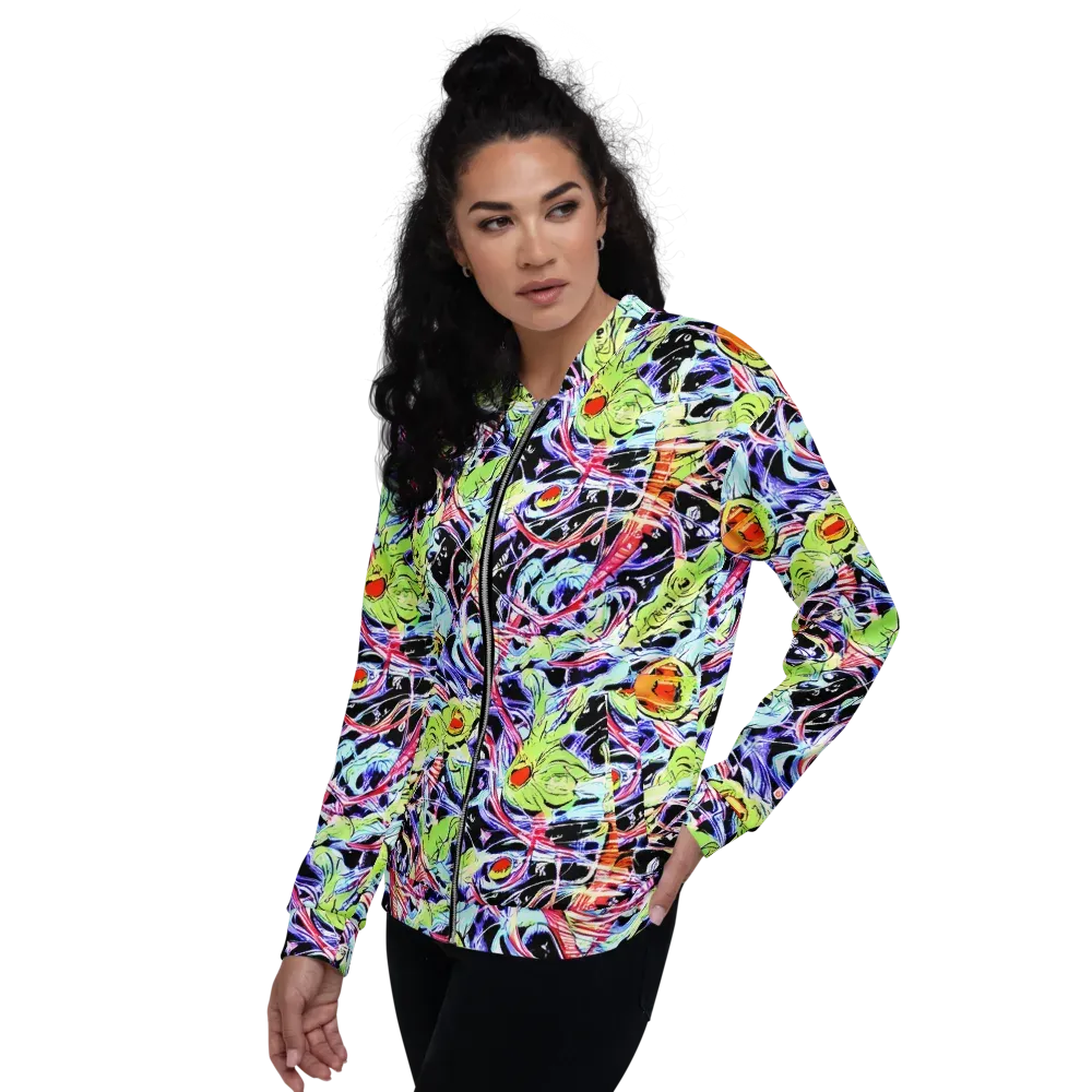 Electric Frog Rush on Bomber Jacket — Left