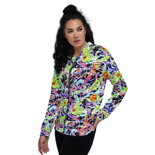 Electric Frog Rush on a Bomber Jacket