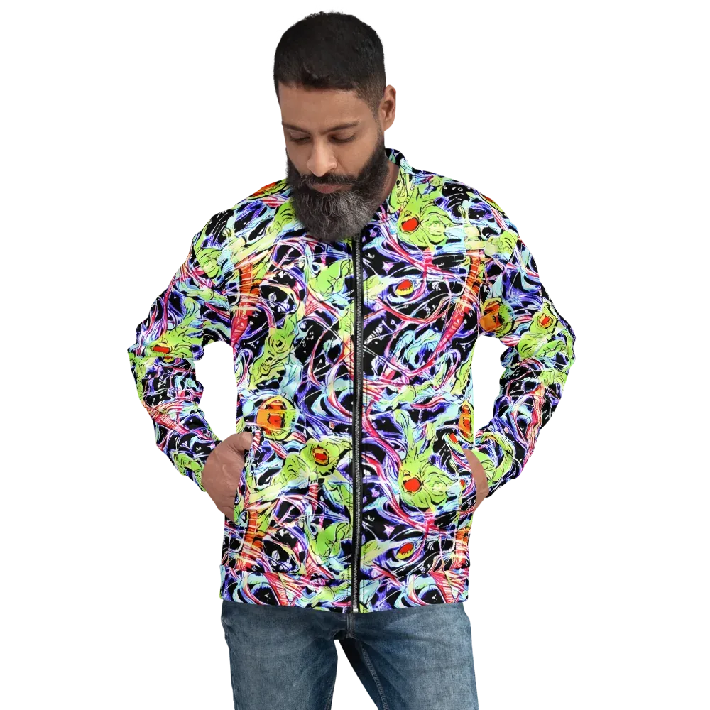 Electric Frog Rush on Bomber Jacket — Front