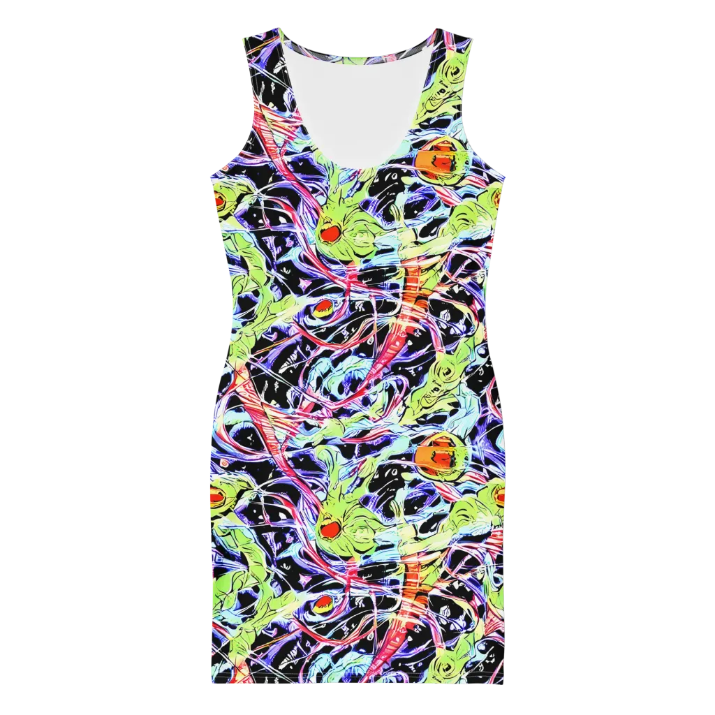 Electric Frog Rush on Bodycon Dress — Front