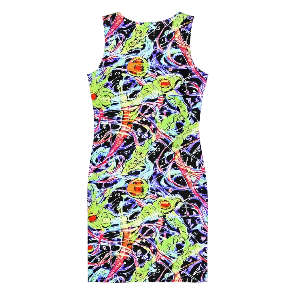 Electric Frog Rush on Bodycon Dress — Back
