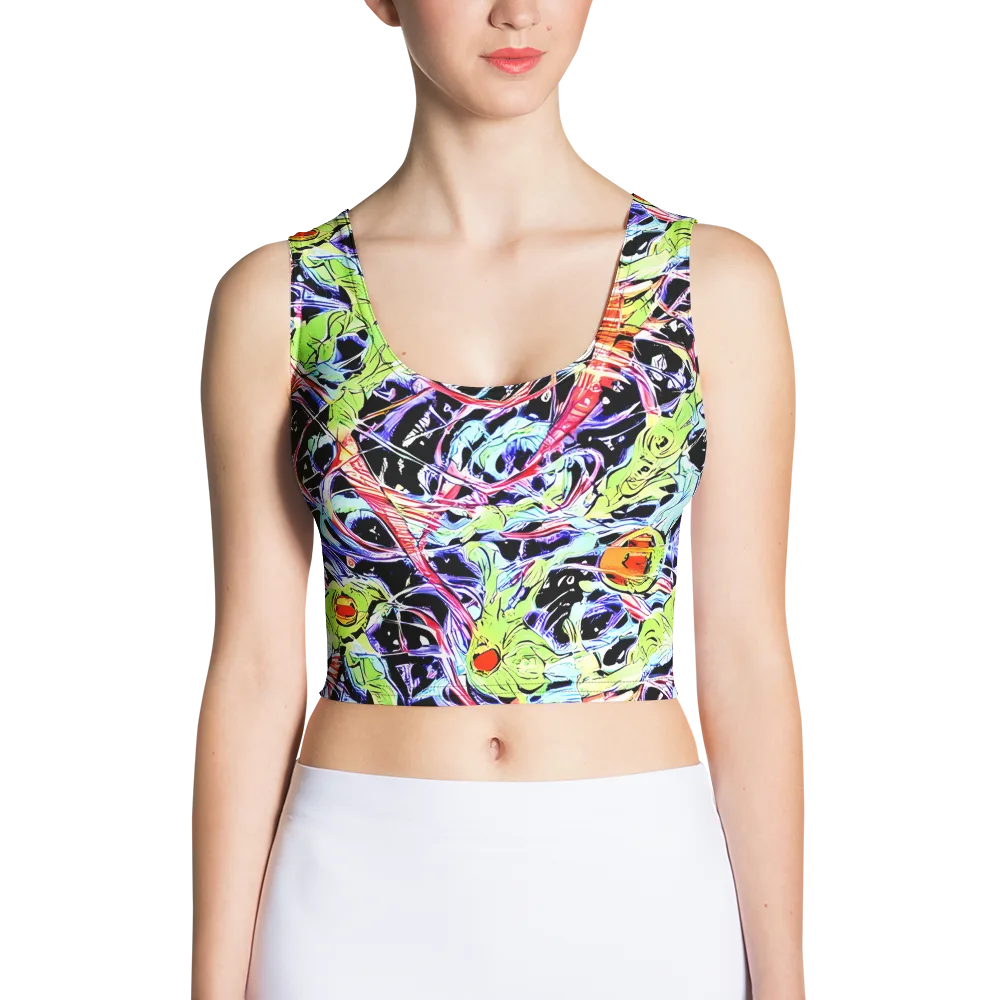 Electric Frog Rush on Crop Top — Front