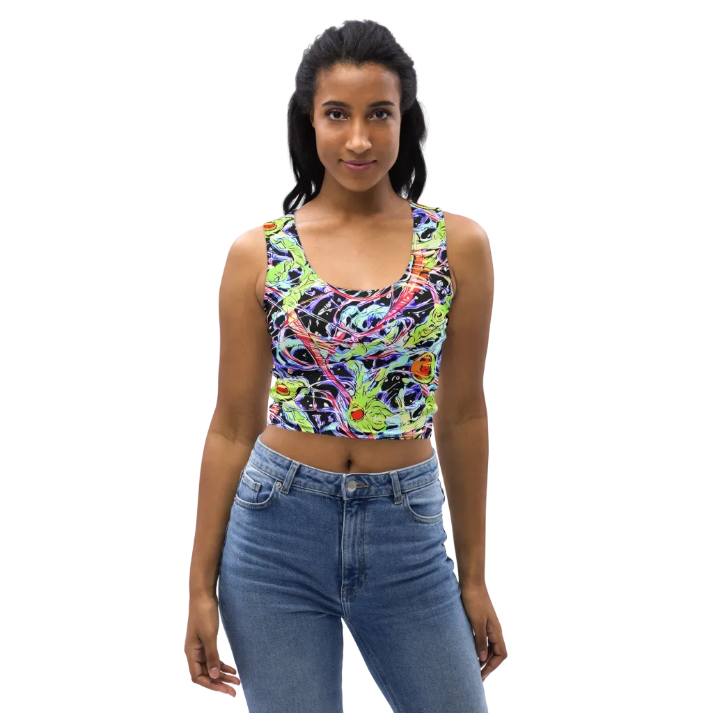 Electric Frog Rush on Crop Top — Front