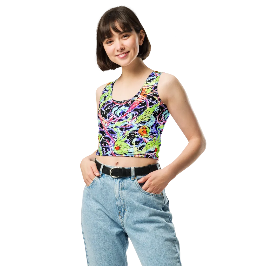 Electric Frog Rush on Crop Top — Front