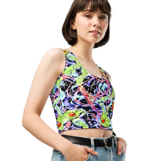 Electric Frog Rush on a Crop Top