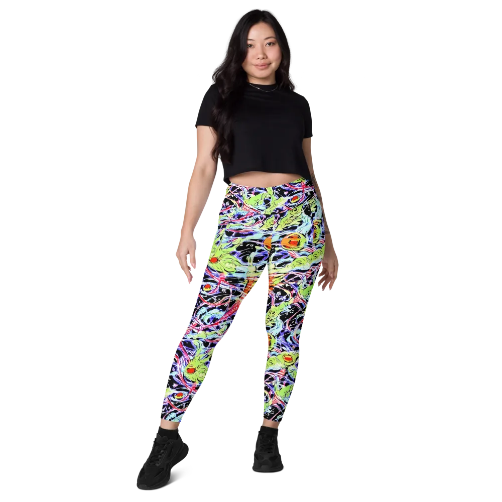 Electric Frog Rush on Leggings with Pockets — Front