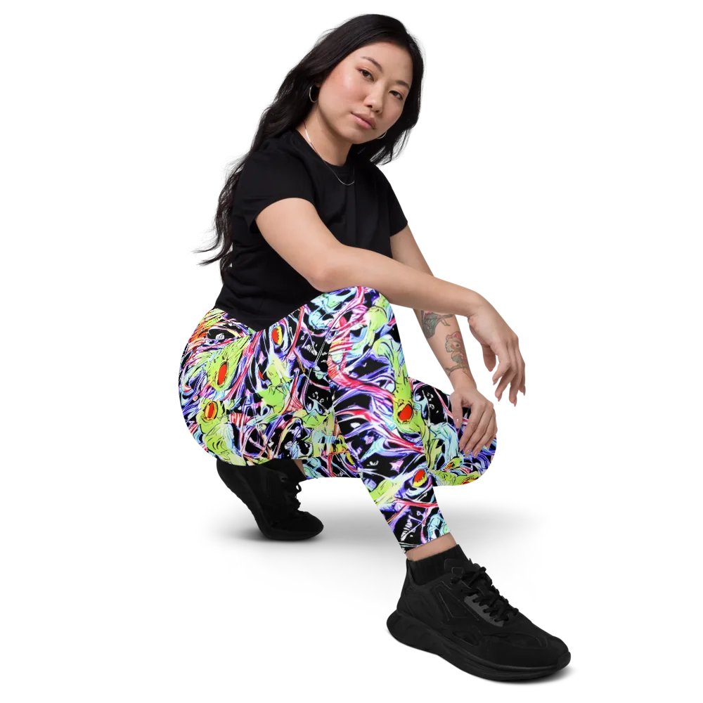Electric Frog Rush on Leggings with Pockets — Right Front