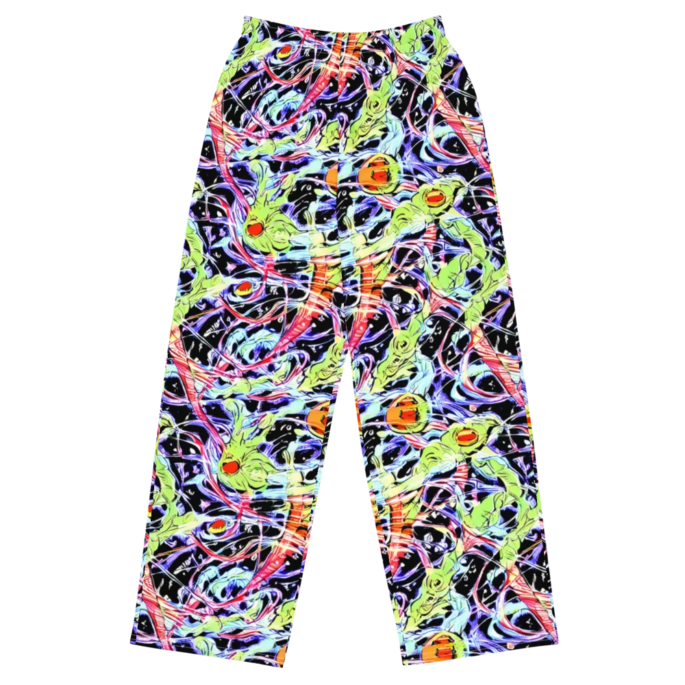 Electric Frog Rush on Wide-Leg Pants — Front