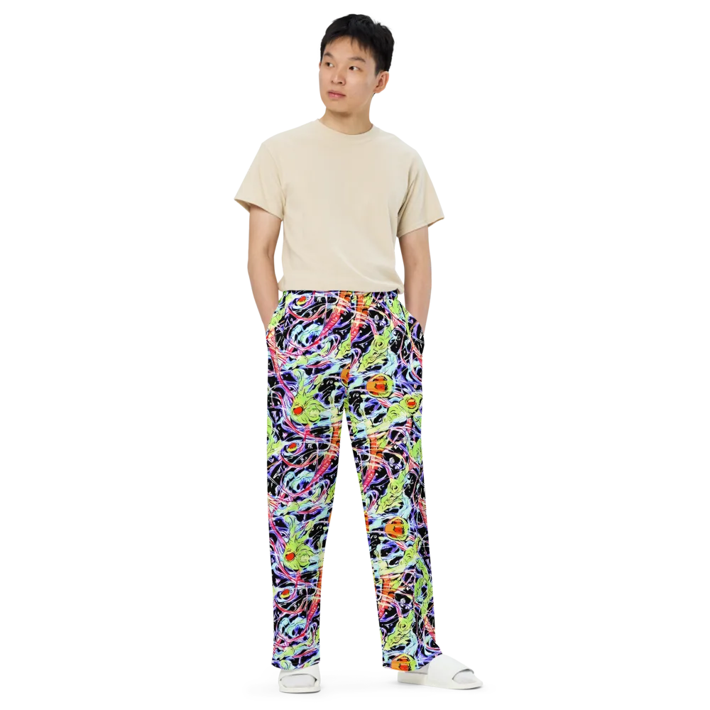 Electric Frog Rush on Wide-Leg Pants — Front
