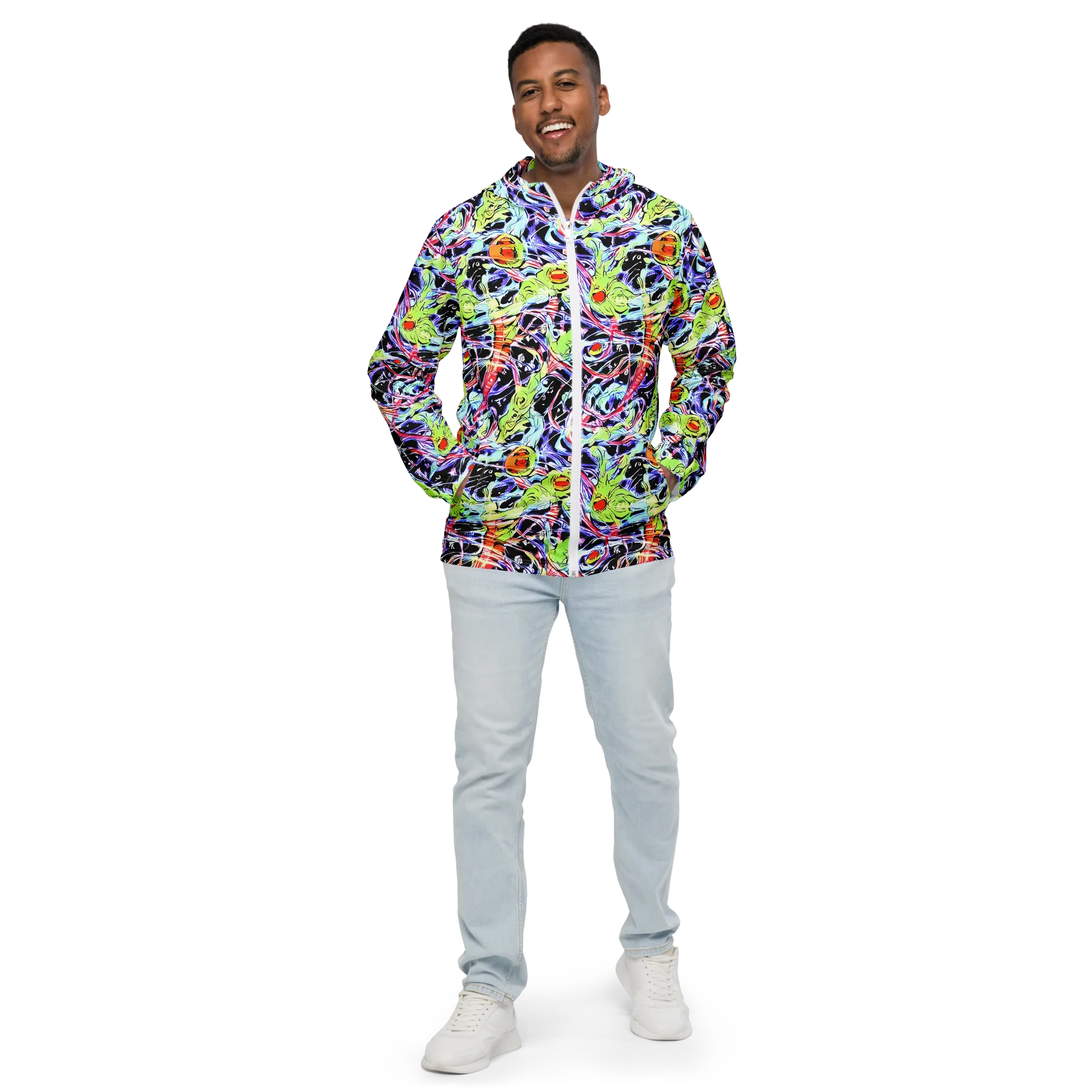 Electric Frog Rush on Men's Windbreaker — Front