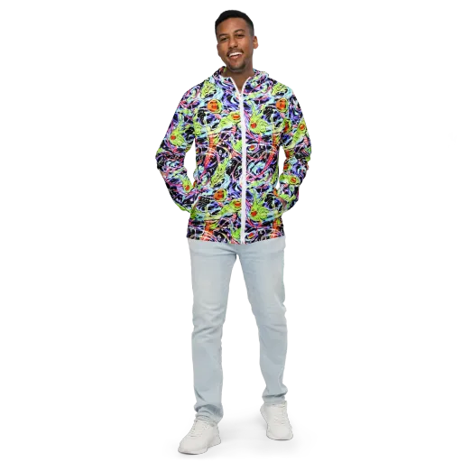 Electric Frog Rush on a Men's Windbreaker