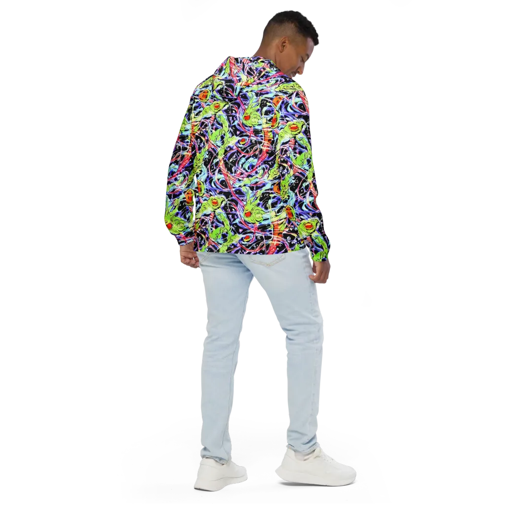 Electric Frog Rush on Men's Windbreaker — Back