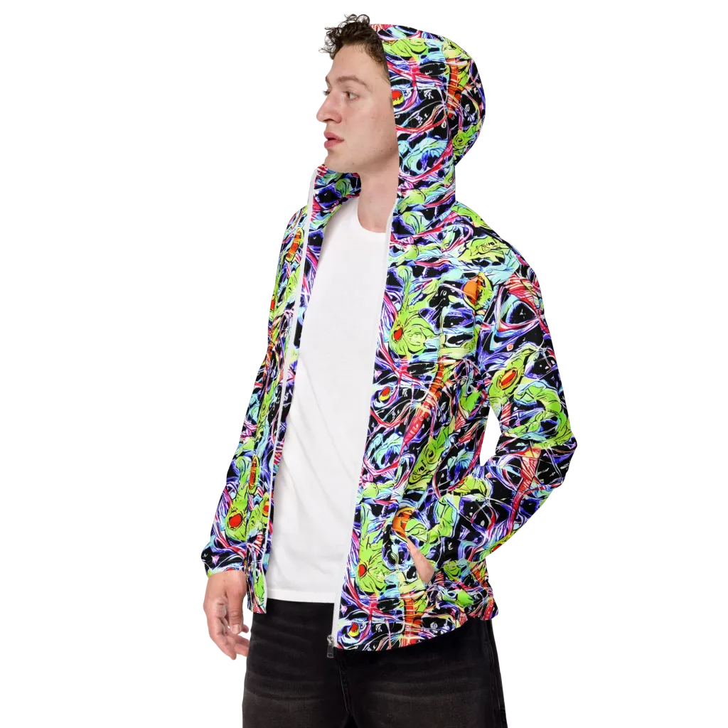 Electric Frog Rush on Men's Windbreaker — Left Front