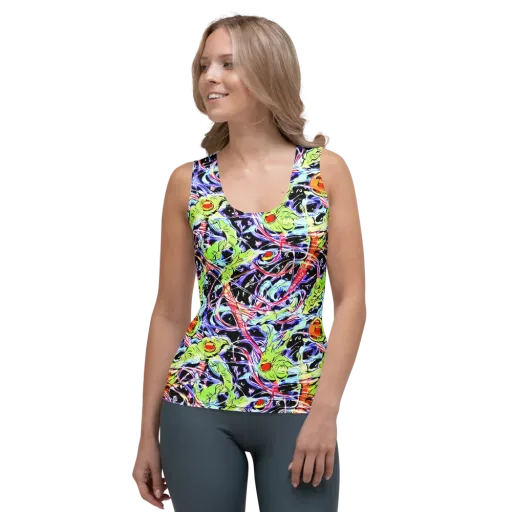 Electric Frog Rush on a Women's Tank Top