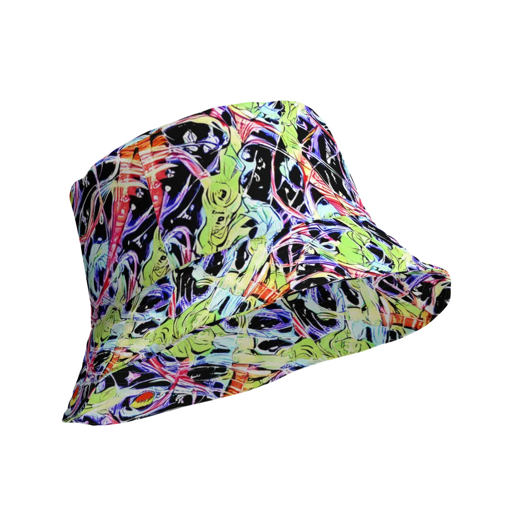 Electric Frog Rush on Reversible Bucket Hat — Product details Outside