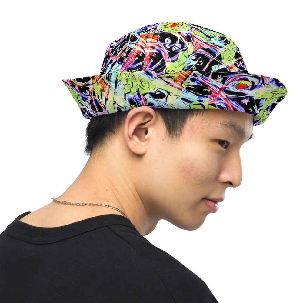 Electric Frog Rush on Reversible Bucket Hat — Right Outside