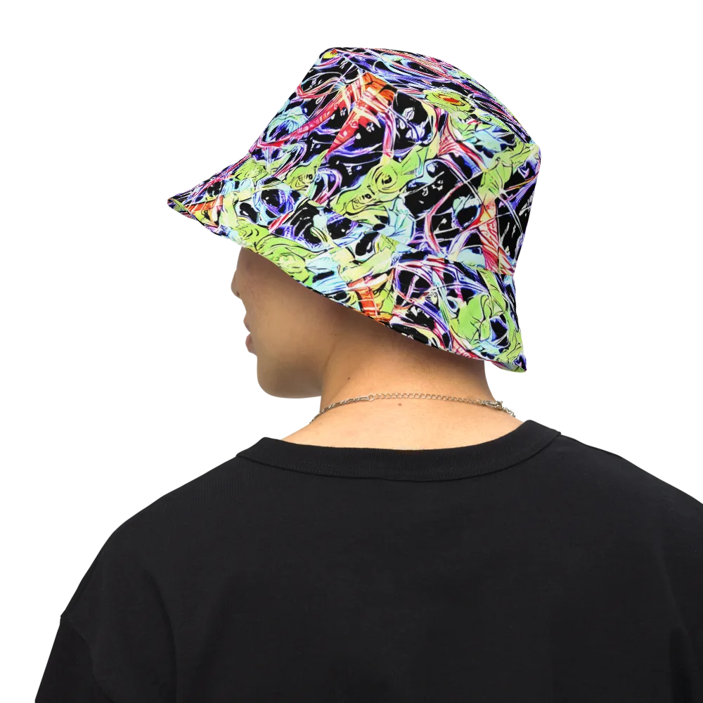 Electric Frog Rush on Reversible Bucket Hat — Back Inside