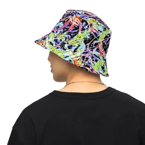 Electric Frog Rush on a Reversible Bucket Hat