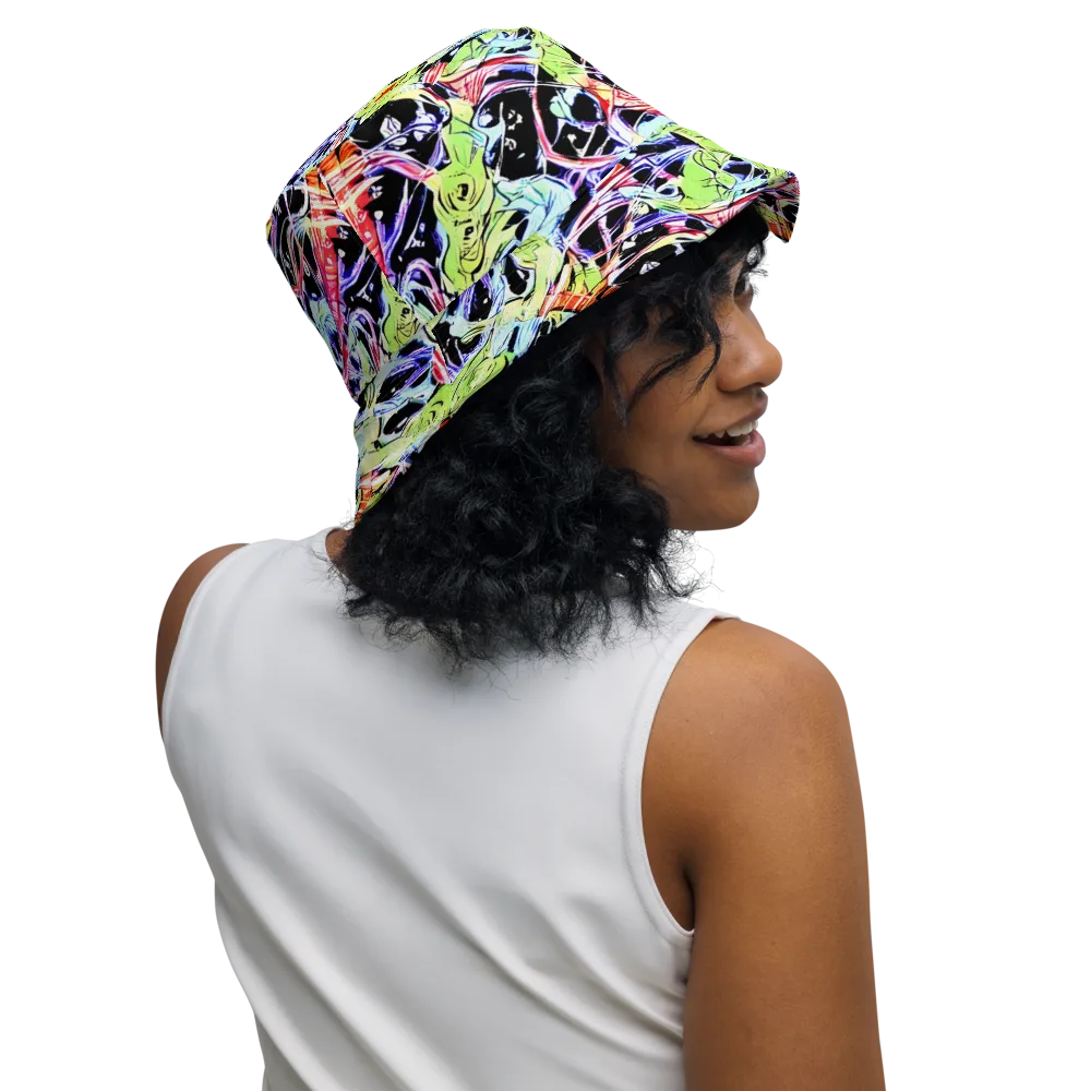 Electric Frog Rush on Reversible Bucket Hat — Right Outside