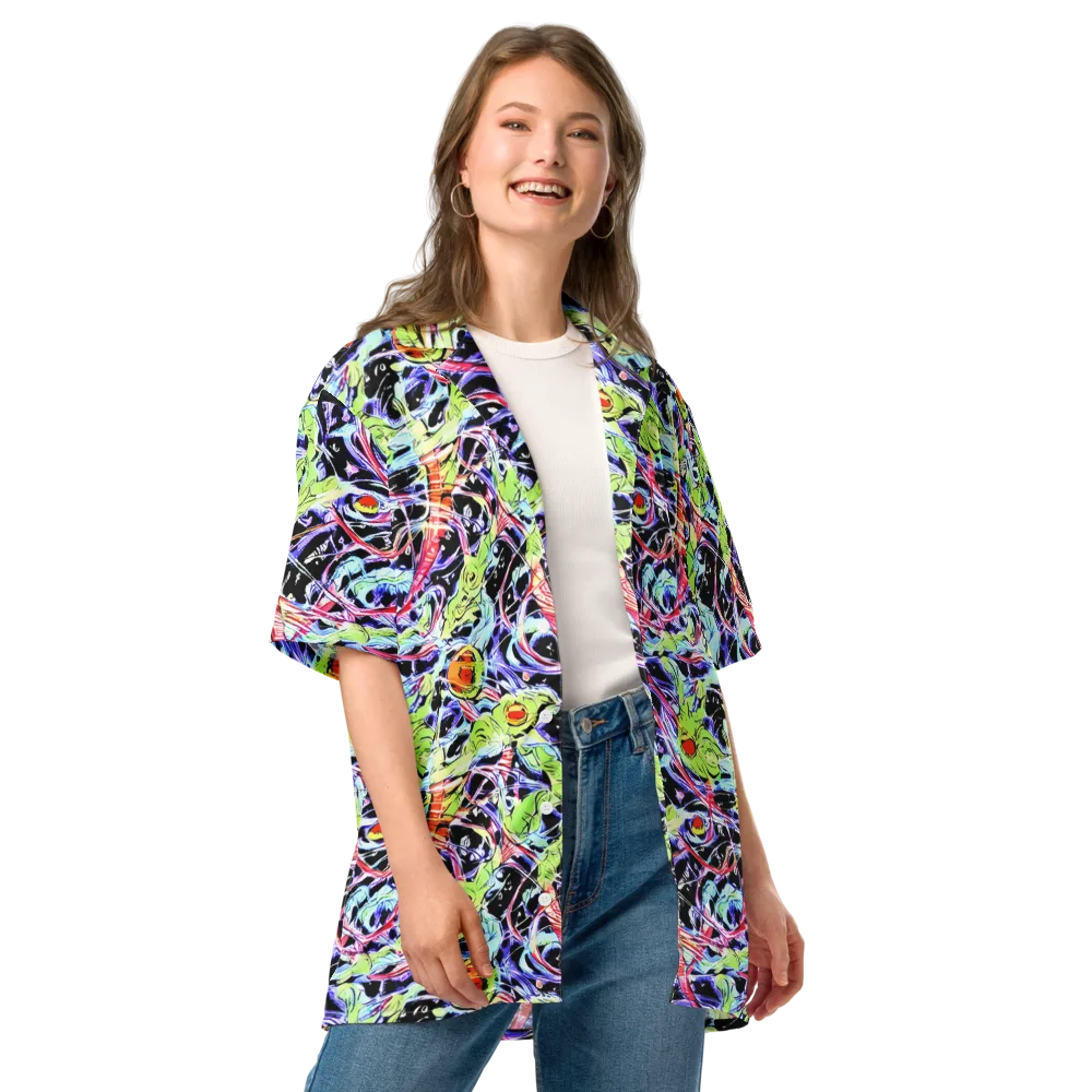 Electric Frog Rush on Button Shirt — Front