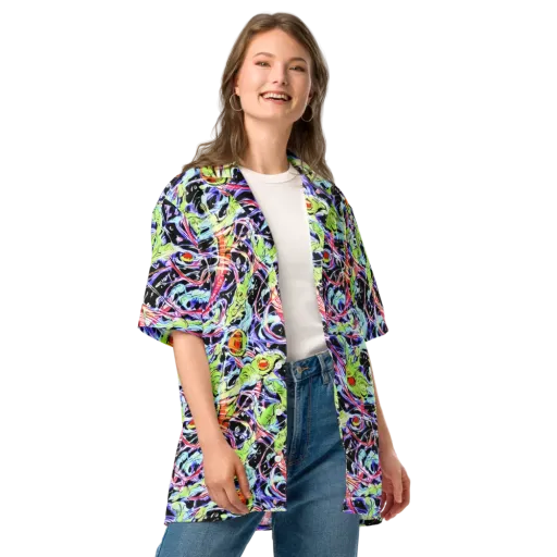 Electric Frog Rush on a Button Shirt