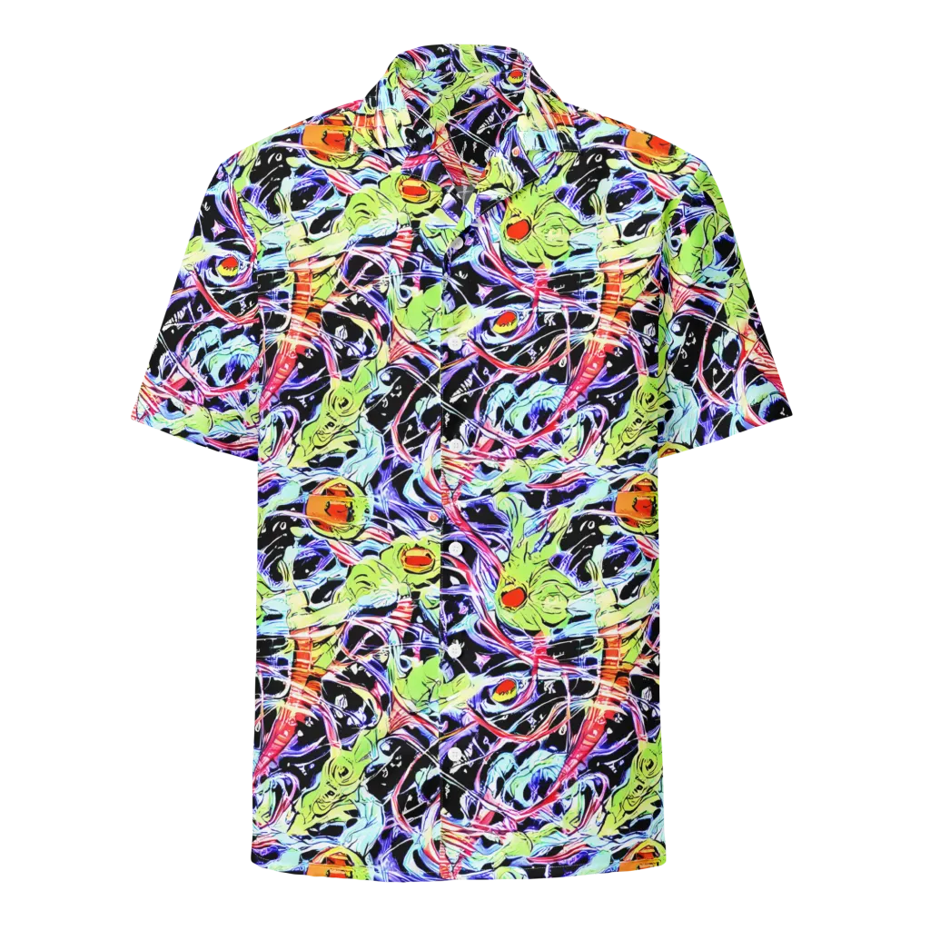 Electric Frog Rush on Button Shirt — Front