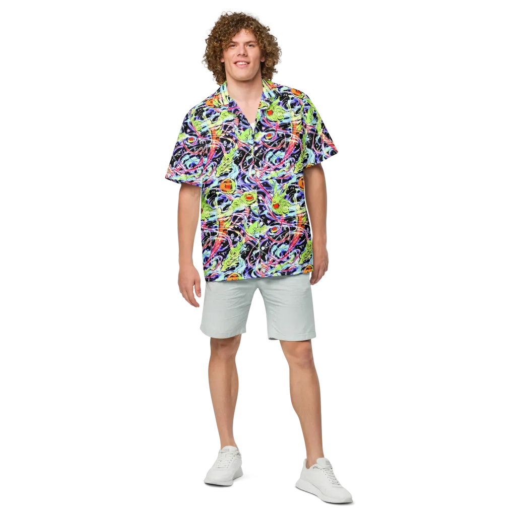 Electric Frog Rush on Button Shirt — Front