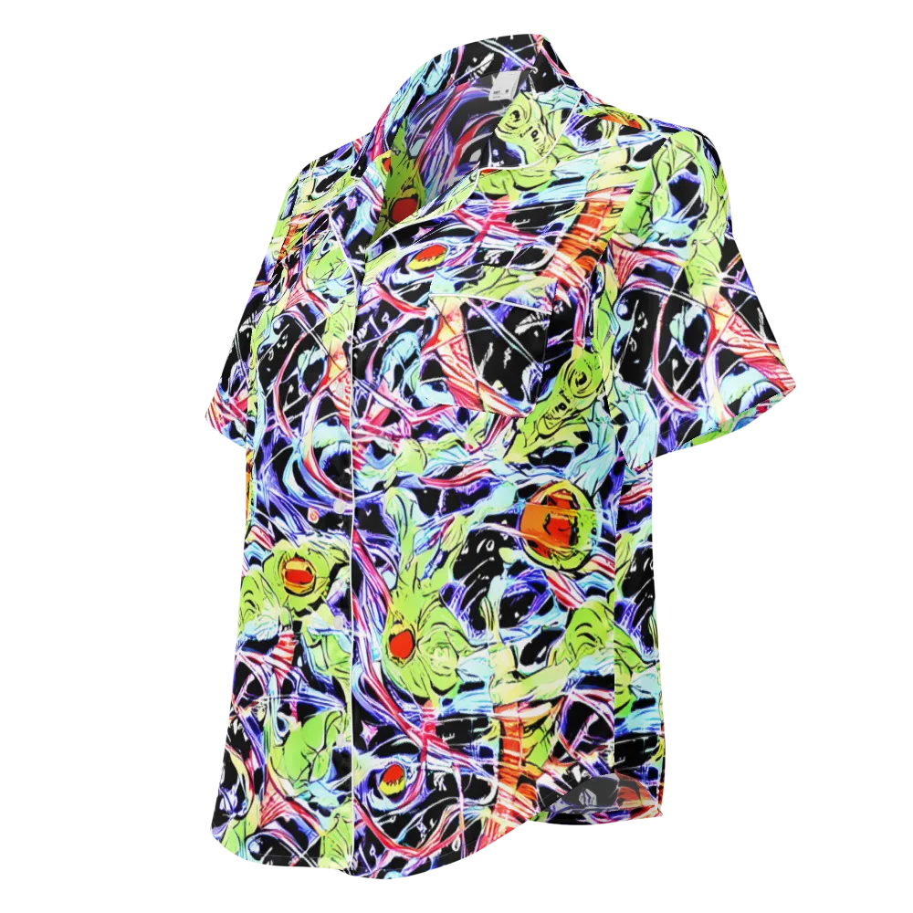 Electric Frog Rush on Women's Short Sleeve Pajama Top — Left Front