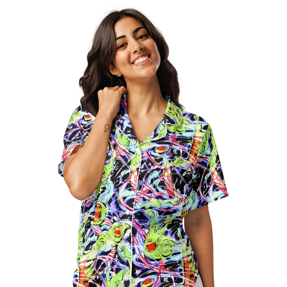 Electric Frog Rush on Women's Short Sleeve Pajama Top — Front