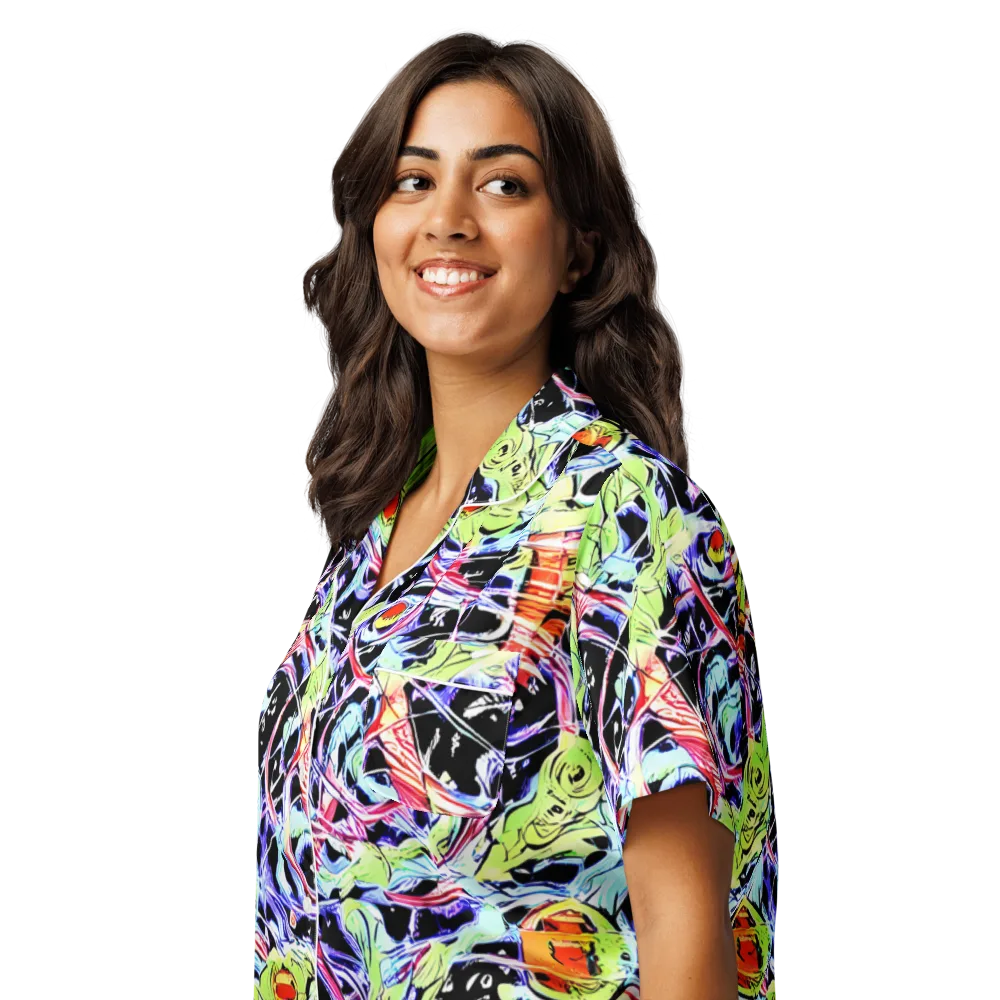 Electric Frog Rush on Women's Short Sleeve Pajama Top — Left Front